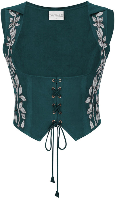 Tauriel Top Limited Edition Teal Peacock Silver Embroidery